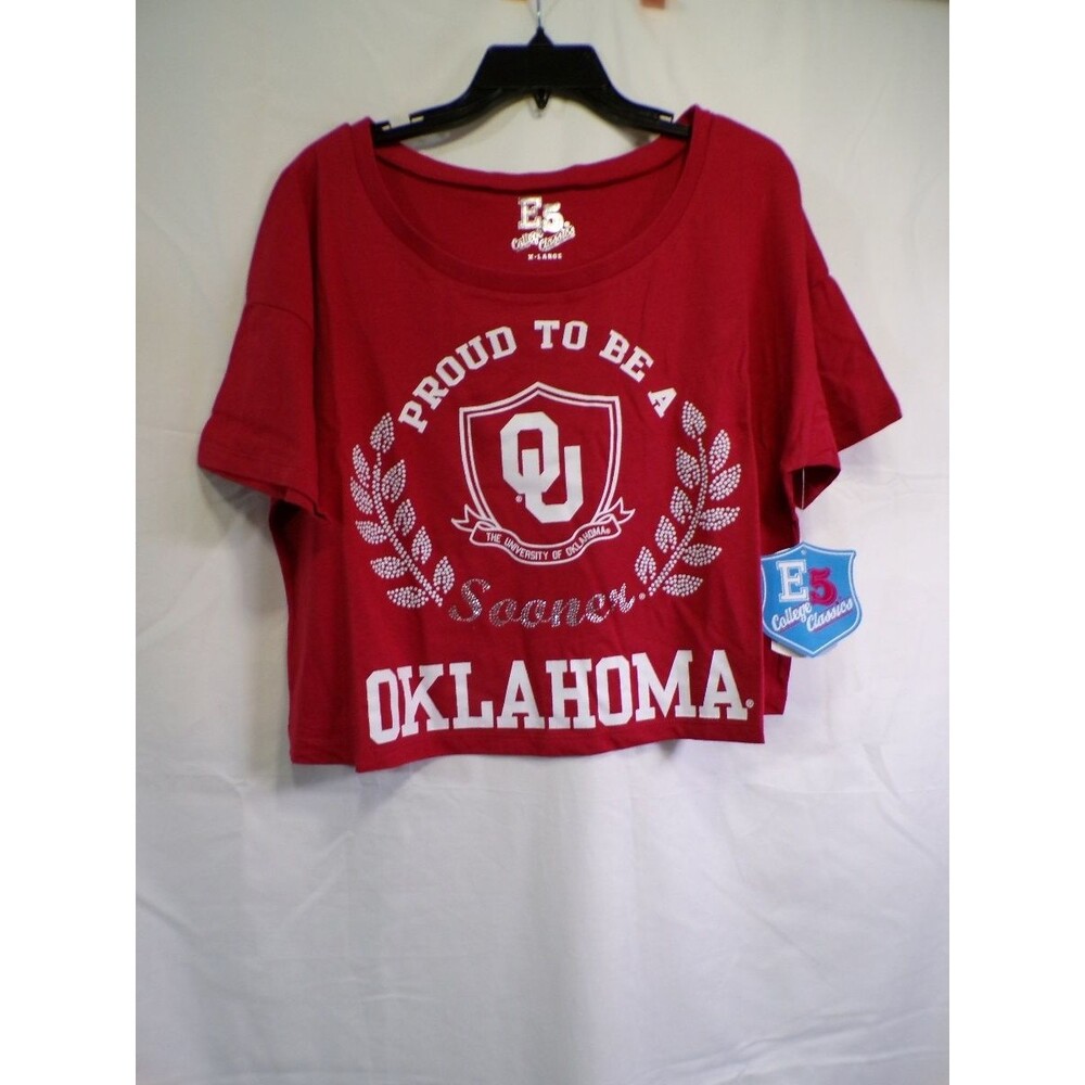 E5 College Classics Women's Cropped Oklahoma Sooners T-Shirt XL Red
